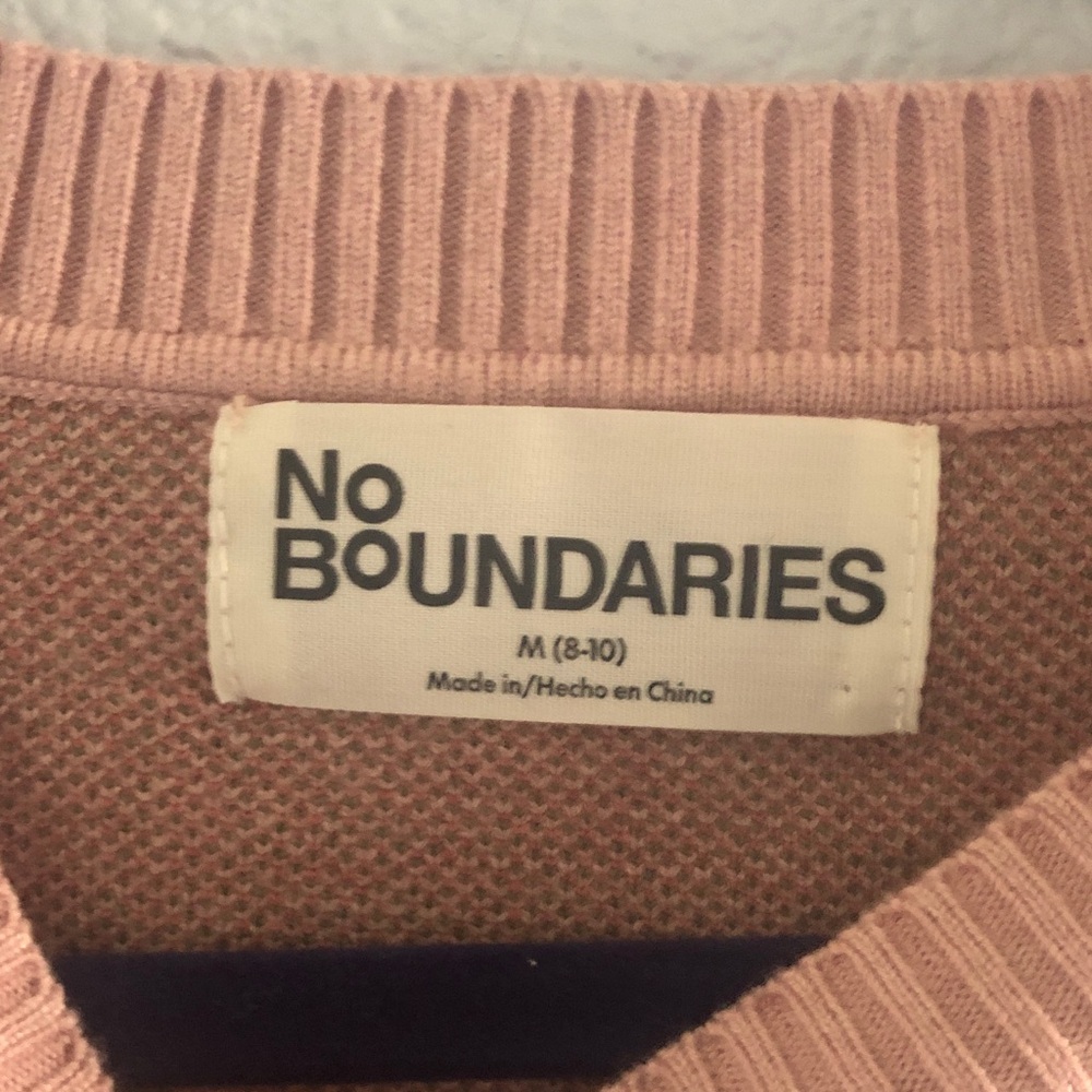 No Boundaries Rose Design Sweater - Pink and Green.  Size Medium. - Picture 2 of 5